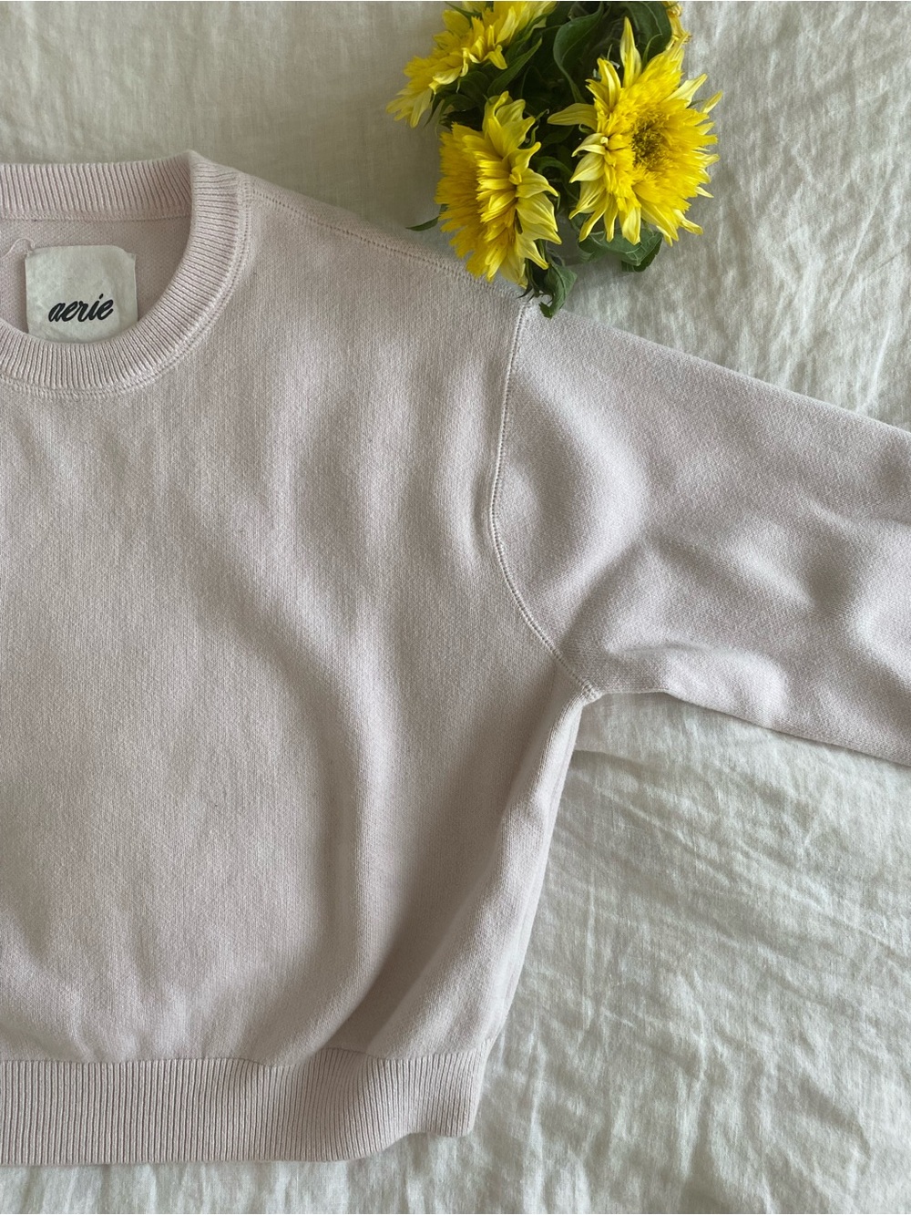 aerie Pale Pink Crewneck Sweater